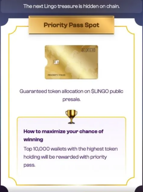 avalanchexbt's tweet photo. Lingo ''First Class NFT'' 🎟️

Your ticket to Diamond Isle 💎

First Class NFT
▫️ 555 Limited Supply
▫️ Maximum Guaranteed Allocation
▫️ Enjoy lowest price entry
▫️ 2x Higher unlock at TGE

How to obtain one? (Chance to win)

1. Hold an NFT from their partners
➡️ @PGodjira 
➡️ @Persona_Journey
➡️ @CyberKongz
➡️ @TheApeList_
➡️ and many more!

2. Hold Lingo Farming Cards 🧑‍🌾

3. Get a Lingo Business Class Ticket  📈

4. Connect a Wallet with Highest Trading Volume 💸

5. Twitter Score/NFT Inspect/Tweet Scout rating

The Next Lingo treasure is hidden on chain. 👀

This is probably one of the most vibrant gamified RWA take on airdrop farming. 

A clean fresh look and easy to understand to incentivize FARMERS, HOLDERS, and INVESTORS. 

$LINGO is the alpha.