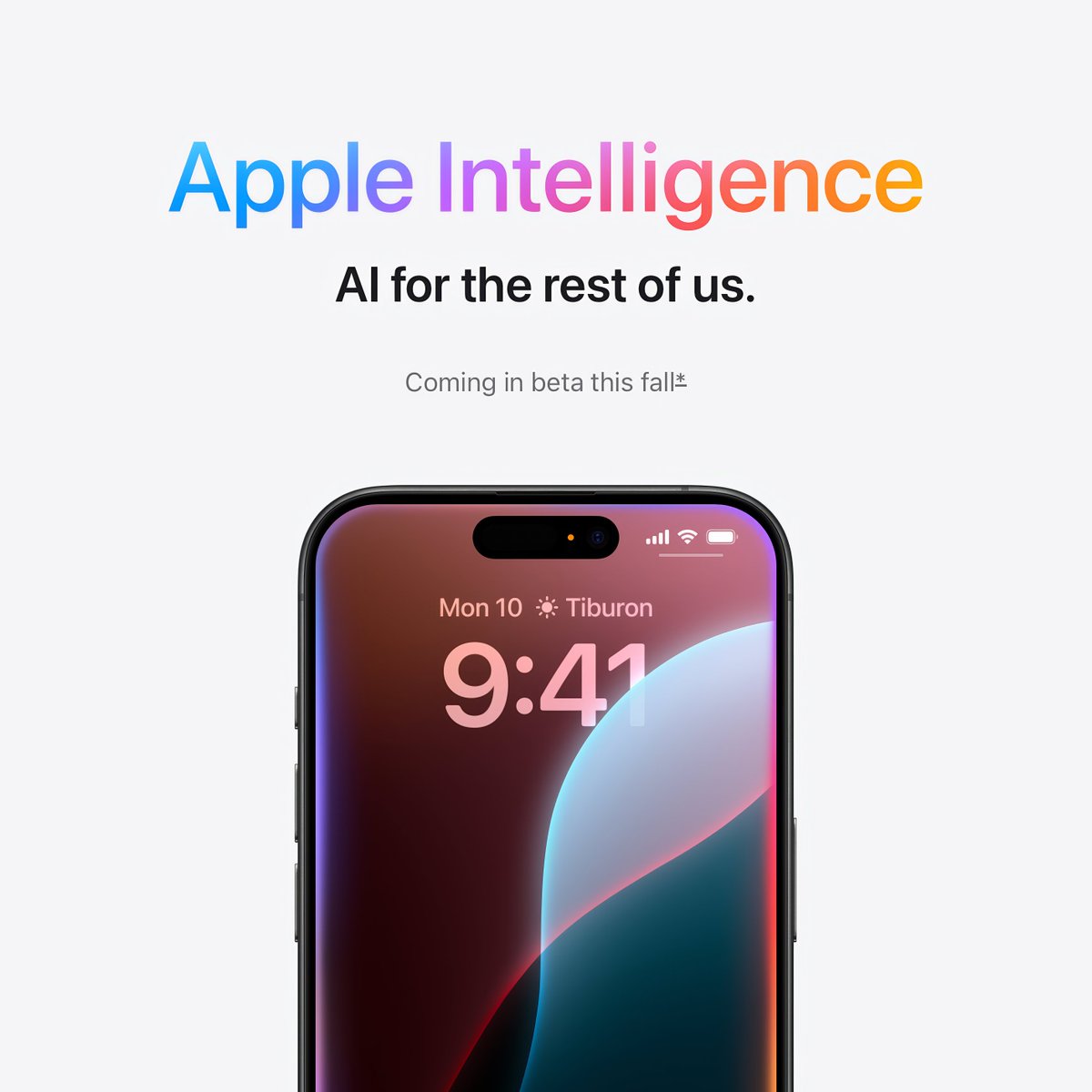 I am incredibly proud of today's announcement. Apple Intelligence is built into your iPhone, iPad, and Mac to help you write, express yourself, and get things done effortlessly—all while setting a brand-new standard for privacy in AI.

Being a part of this journey has been truly
