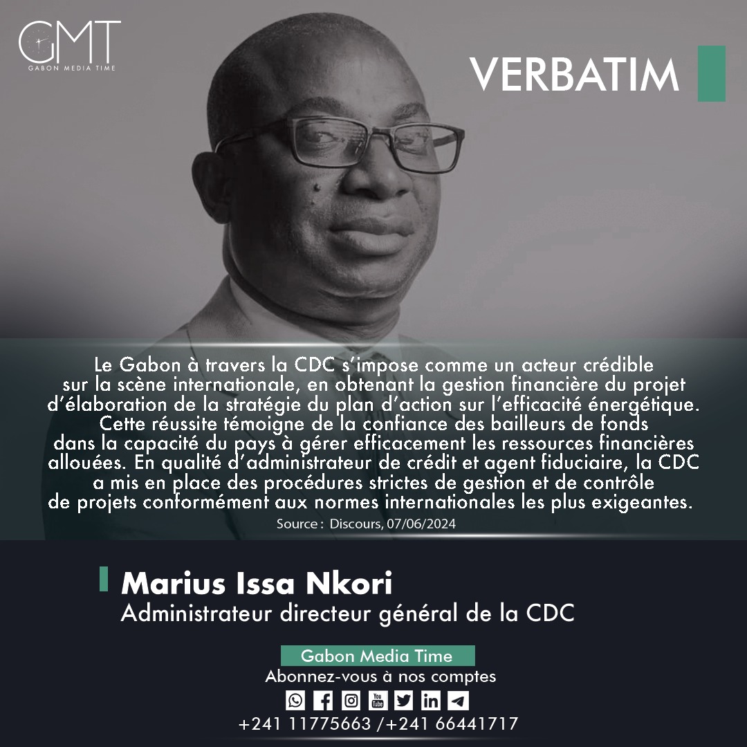 📬 [𝐑𝐞𝐯𝐮𝐞 𝐝𝐞 𝐩𝐫𝐞𝐬𝐬𝐞] #GMT
 
 [#Verbatim] Marius Issa Nkori : « Le Gabon à travers la CDC s'impose comme un acteur crédible sur la scène internationale » 

#𝐂𝐃𝐂
#𝐫𝐞𝐯𝐮𝐞𝐝𝐞𝐩𝐫𝐞𝐬𝐬𝐞 
#𝐆𝐚𝐛𝐨𝐧 🇬🇦