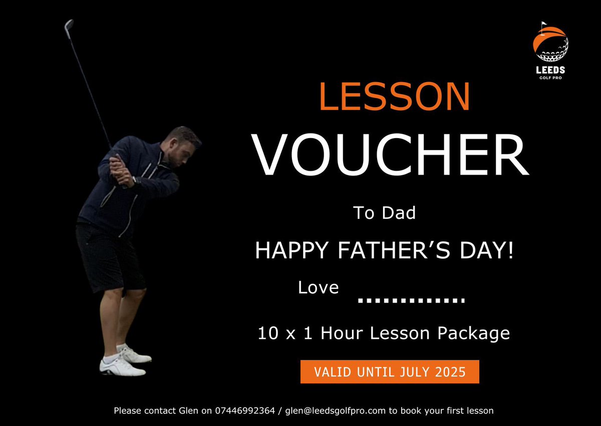 Make This Father's Day Unforgettable with the Perfect Gift!

Treat your Dad to a personalised lesson voucher starting at just £30! Choose from a wide range of exciting lessons and have your custom gift delivered within 24 Hours.

leedsgolfpro.com/lesson-voucher…