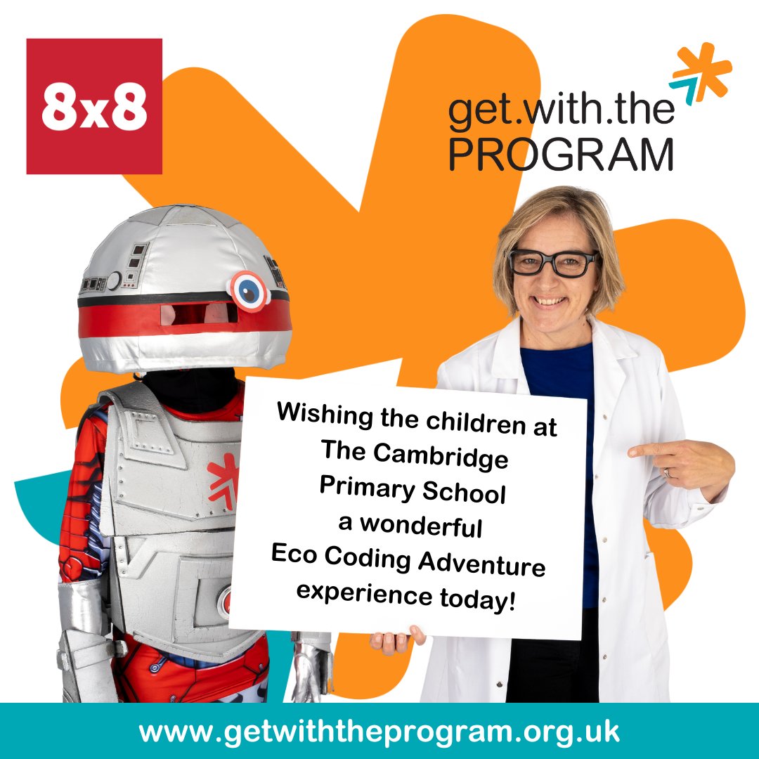 gwtp_uk's tweet image. Thanks to the amazing team at @8x8, children at The Cambridge Primary School, Aldershot, are taking part in a live #EcoCodingAdventure show led by 'Professor' Trice today! And...we've heard that #ALtheRobot may make a special appearance! #CSR #PrimaryEducation