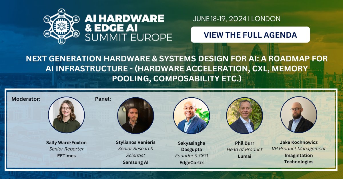 sallywf's tweet image. I will be moderating a panel at next week&apos;s AI Hardware Summit in London! The panel will take on hardware challenges for AI in the data center and at the edge and our hardware experts will be available to answer your questions. 
#ai #aihardware #aihardwaresummit #event #aichips