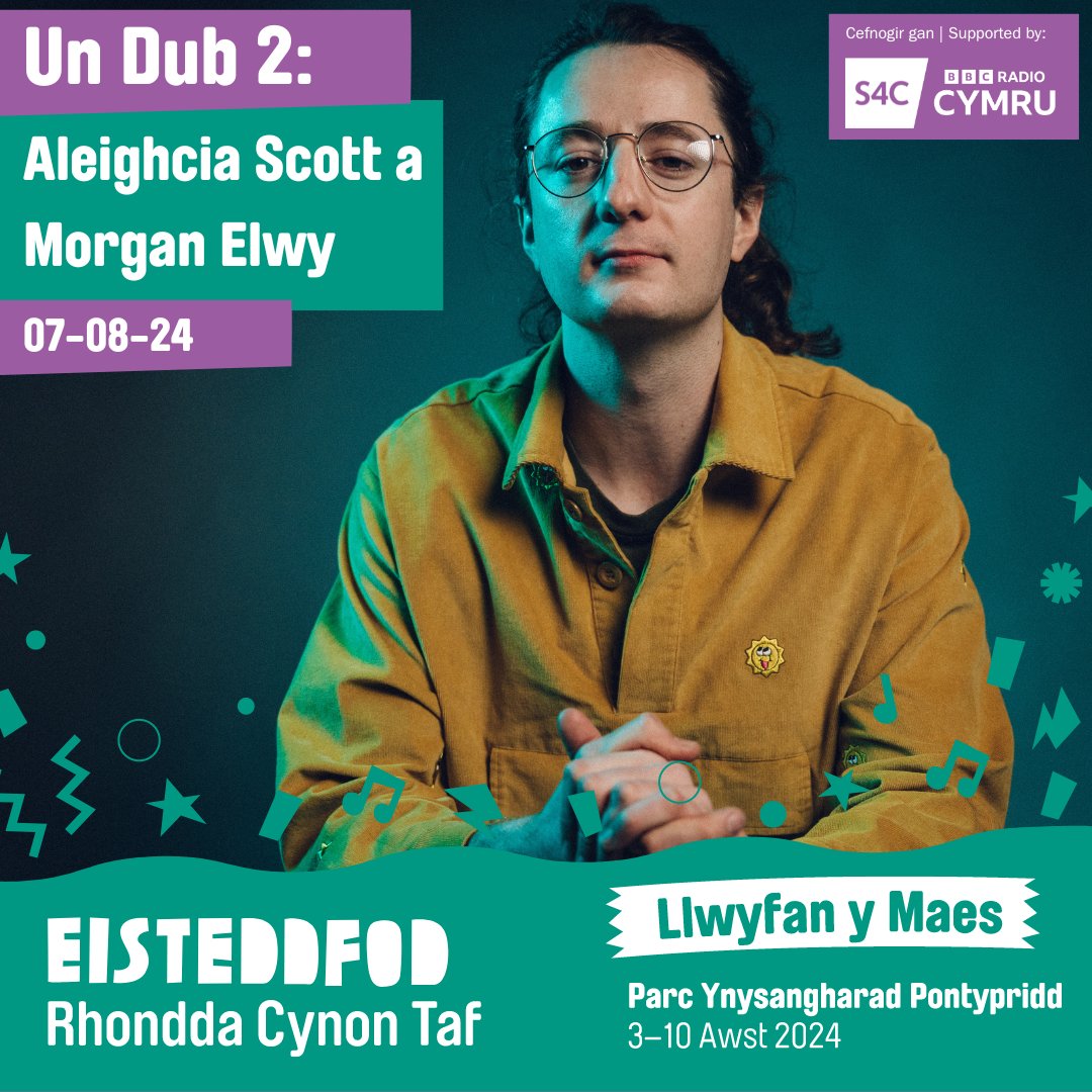 eisteddfod (@eisteddfod) on Twitter photo ✨ Prif Artist Llwyfan y Maes #steddfod2024 Nos Fercher 07-08-24 - 21:00 ✨
🎤 Un Dub 2: <a href="/AleighciaSings/">Aleighcia Scott</a> | <a href="/Morganelwy/">Morgan Elwy</a>
Cefnogir gan <a href="/BBCRadioCymru/">Radio Cymru</a> a <a href="/S4C/">S4C 🏴</a>
🎟️ Prynwch eich tocyn am bris rhatach cyn 14 Mehefin
eisteddfod.ticketsrv.co.uk/parentlist ✨ Prif Artist Llwyfan y Maes #steddfod2024 Nos Fercher 07-08-24 - 21:00 ✨
🎤 Un Dub 2: <a href="/AleighciaSings/">Aleighcia Scott</a> | <a href="/Morganelwy/">Morgan Elwy</a>
Cefnogir gan <a href="/BBCRadioCymru/">Radio Cymru</a> a <a href="/S4C/">S4C 🏴</a>
🎟️ Prynwch eich tocyn am bris rhatach cyn 14 Mehefin
eisteddfod.ticketsrv.co.uk/parentlist