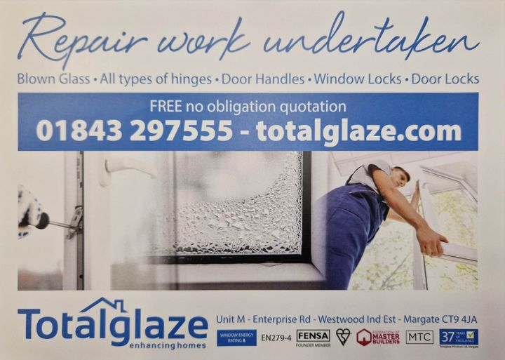 TotalglazeLtd's tweet image. We also do repairs - give us a call on 01843 29755 for a free quotation.
#repair #brokendoor #brokenwindow #sealedunits #replacementlocks #freequote #kent #thanet