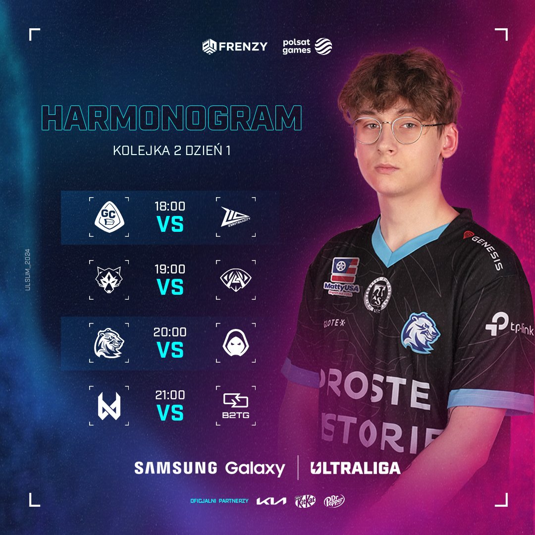 ultraliga's tweet photo. Druga kolejka zmagań @SamsungPolska Galaxy Ultraligi. Nowe szanse na zwycięstwo. Dla niektórych - możliwość odbitki. Jakiego meczu wyczekujesz dziś najbardziej? 🤔

Kibicuj razem z nami na żywo od 17:45. Oglądaj w Polsat Games oraz u ulubionych twórców. 📺 https://t.co/zZIk5Q83Bm
