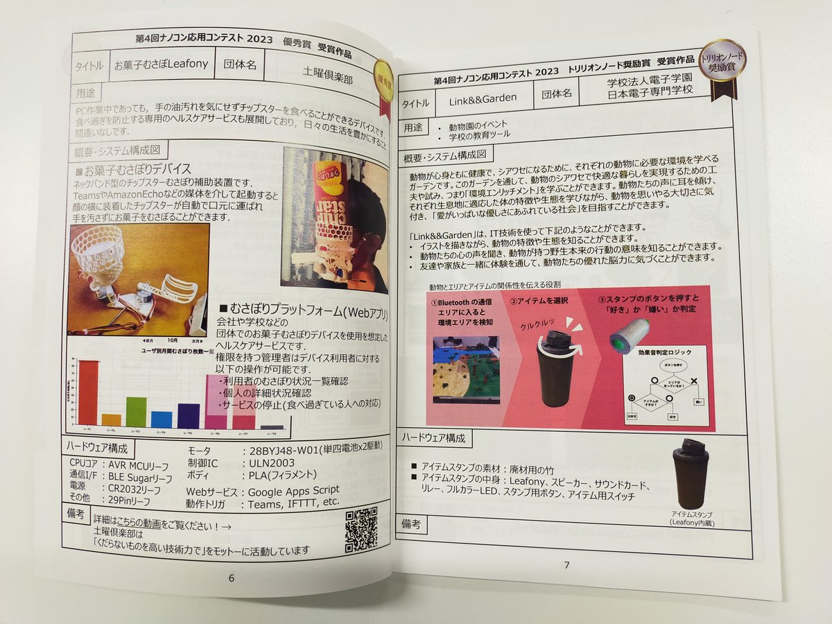 trillionnode_SG's tweet photo. 最新版ナノコンハンドブック(第5版)を送って頂いたので🙏ご紹介致します📗🎉
#Leafony を使用した、ナノコン応用コンテスト受賞作品が多数掲載されています📸
電子工作の活用事例を見てみたい!という方はぜひご覧下さい。
#MCPC #ナノコン応用コンテスト #電子工作
#トリリオンノード研究会 https://t.co/OjRYorSnYR