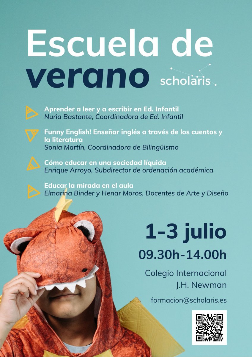 🔵ESCUELA DE VERANO #SCHOLARIS 
Escuela de profesores para profesores

🗓️Del 1 al 3 de julio 
👩‍🏫#Inglés, #arte, lecto-escritura, afecto y libertad... 
🪧En el Colegio <a href="/jh_newman/">Colegio Internacional J. H. Newman</a>

¡Apúntate!✏️ scholaris.es/escuela-de-ver…
100% bonificable FUNDAE