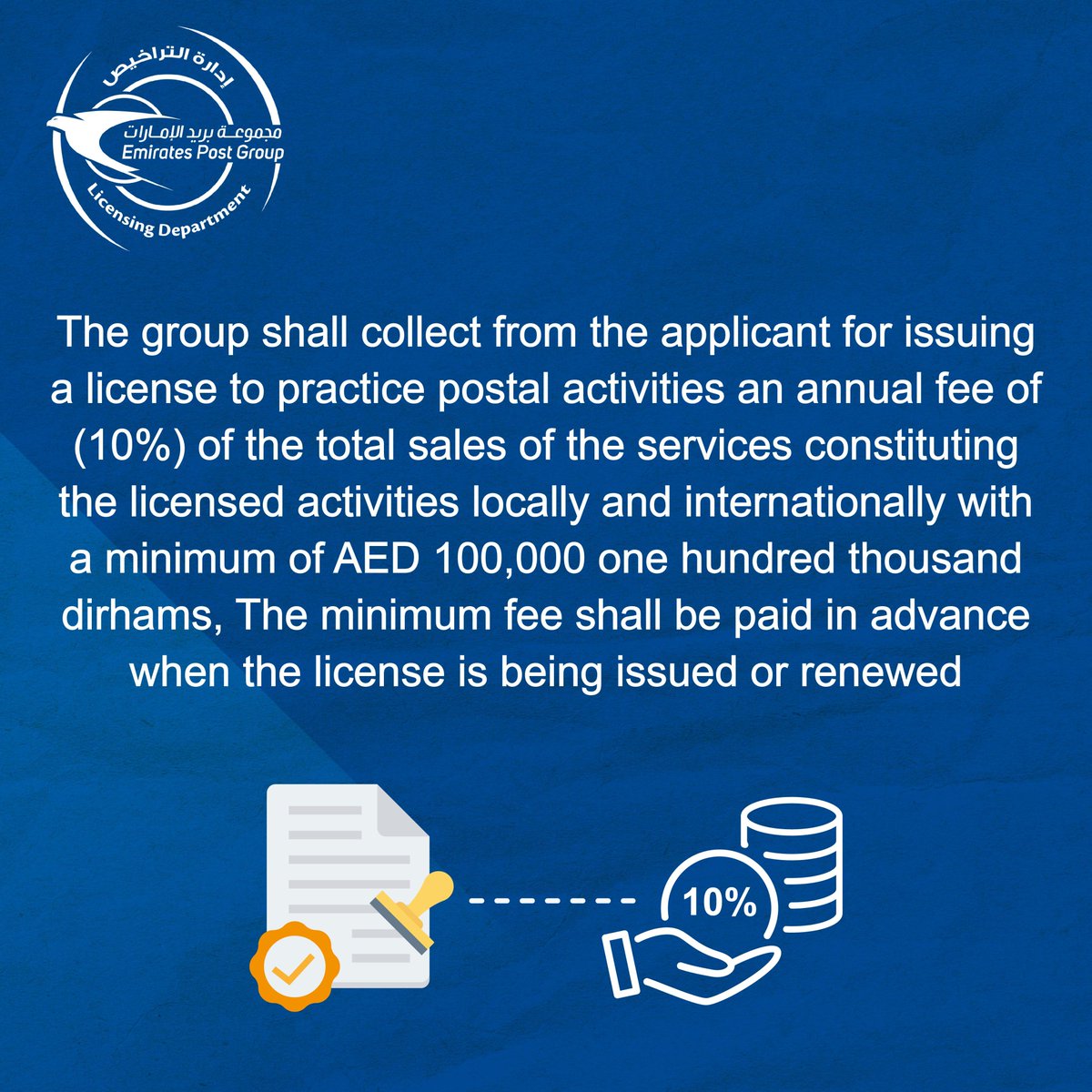 Watch the following video to learn how to renew a postal activity license: lnkd.in/d2CxUKwv

#RegulatoryAndLicensingDepartment #EmiratesPostGroup #Go_Digital