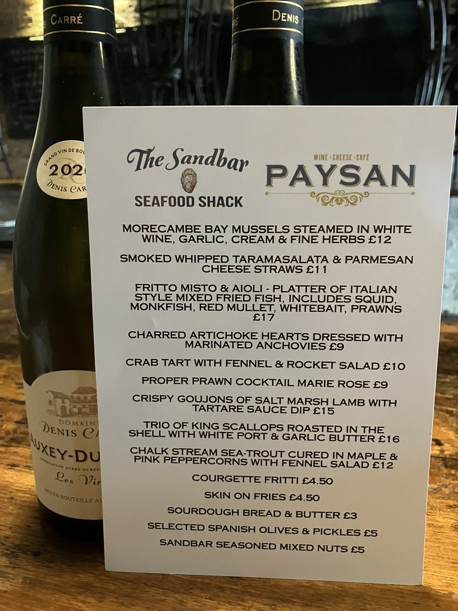 Todays Paysan menu brought to us by <a href="/sandbarseafood/">The Sandbar Seafood Shack</a> . Get on down! X