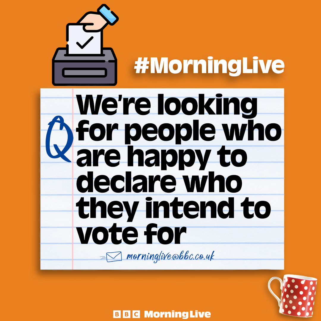 BBCMorningLive's tweet photo. GET INVOLVED! Morning Live are looking for people to take part in an experiment about how we form opinions. If you’re happy to declare who you intend to vote for, and are available 12/06/24, email morninglive@bbc.co.uk or on WhatsApp 0800 032 1100 with the subject OPINION. https://t.co/LPAjzemCUP