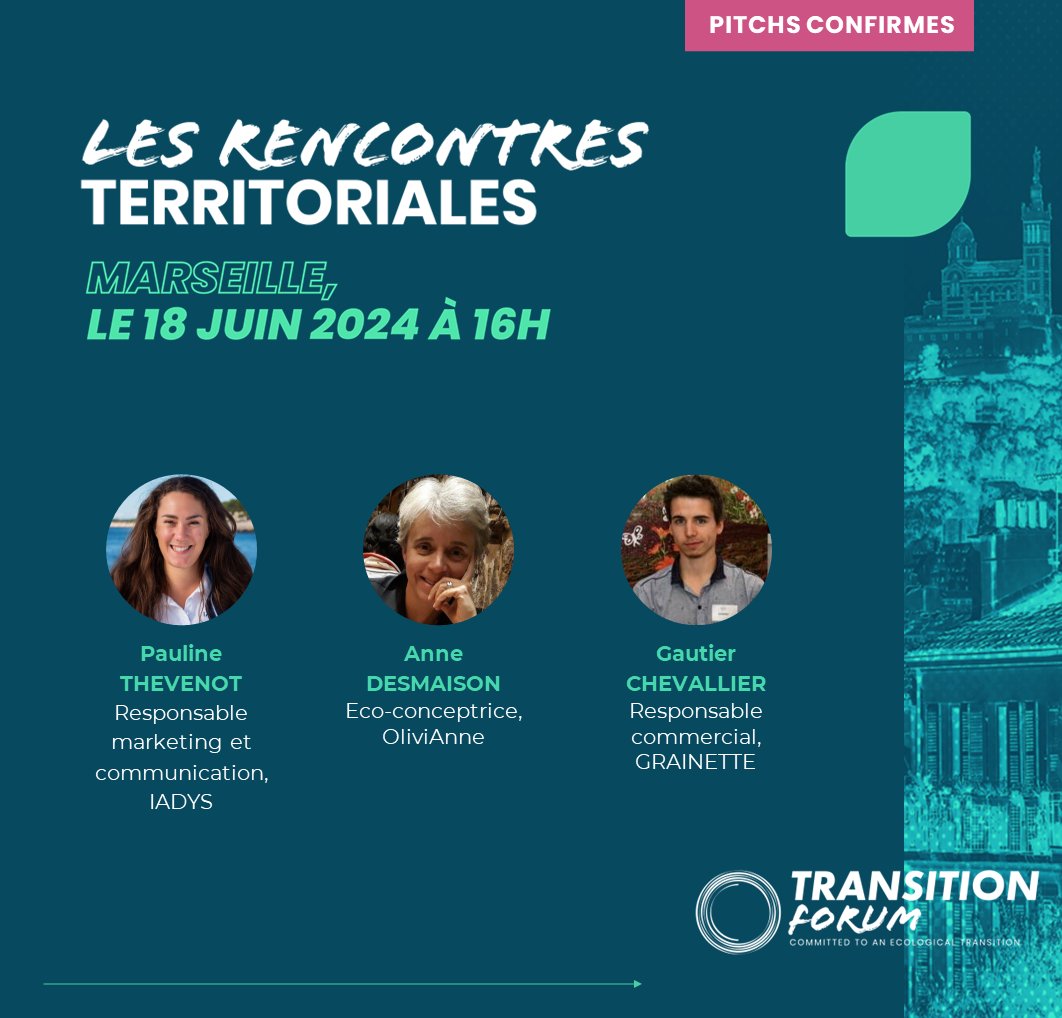 [-7 #RencontresTerritoriales de Marseille 🌿 - Programme] 2/3

Pitchs confirmés : <a href="/GrainetteFrance/">Grainette</a>, OliviAnne, <a href="/iadys/">IADYS</a>
Clôture : <a href="/DidierReault/">Didier Réault 🎖</a> (<a href="/departement13/">Département des Bouches-du-Rhône</a>, <a href="/AMPMetropole/">Métropole Aix-Marseille-Provence</a>)

🗓️ Rdv mardi prochain à 16h à la Casa Delauze.

Inscription gratuite ⤵️
bit.ly/3T66gqq