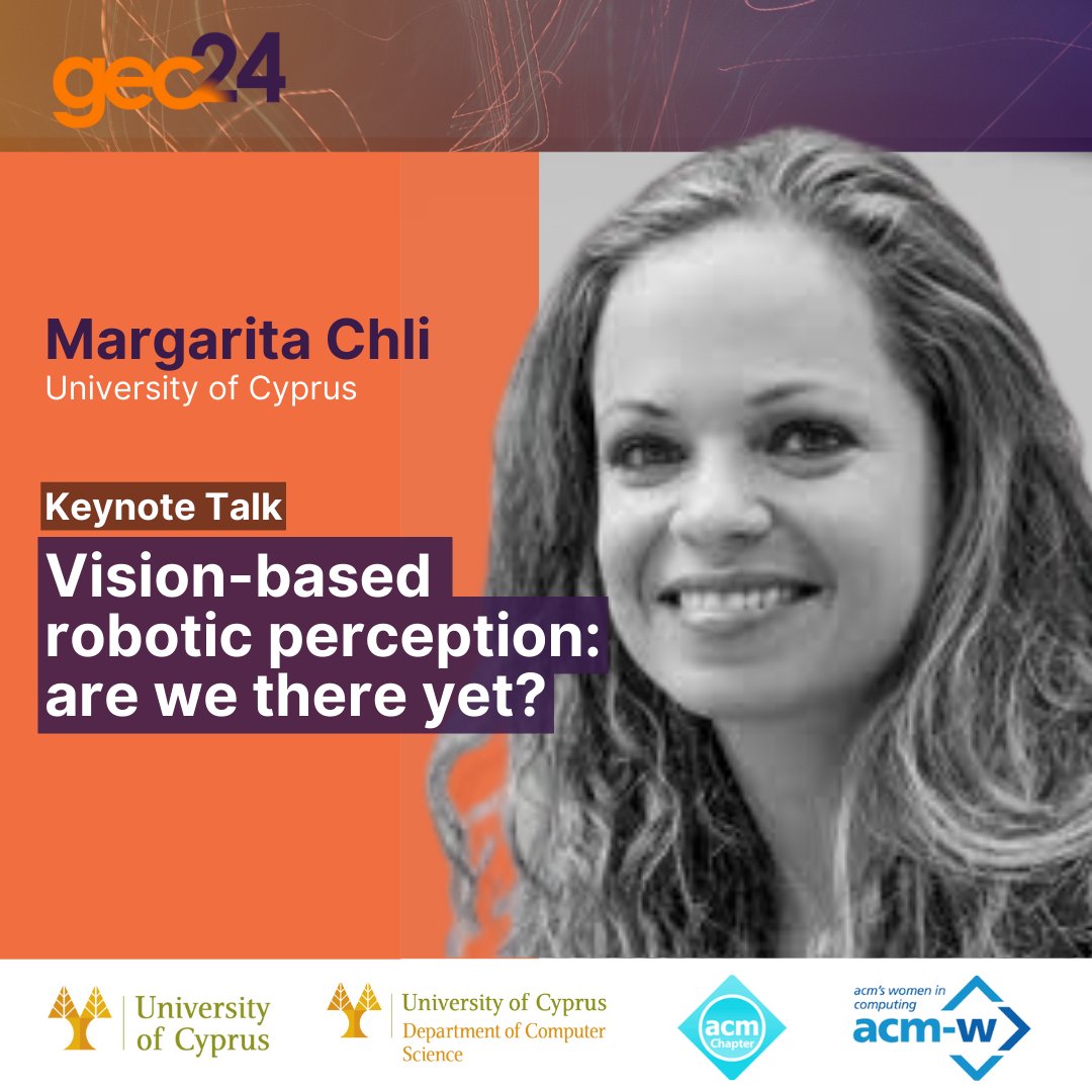 #ACMWGEC24: 🤖 On June 14, <a href="/MargaritaChli/">Margarita Chli</a>, Professor of Robotic Vision and Director of the Vision for Robotics Lab at the <a href="/UCYOfficial/">University of Cyprus</a> and <a href="/ETH/">ETH Zürich</a>, will present "Vision-based robotic perception: are we there yet?" 

 ℹhttps:gec24.cs.ucy.ac.cy/index.php/keyn…

#GEC24 #Robotics #ComputerVision