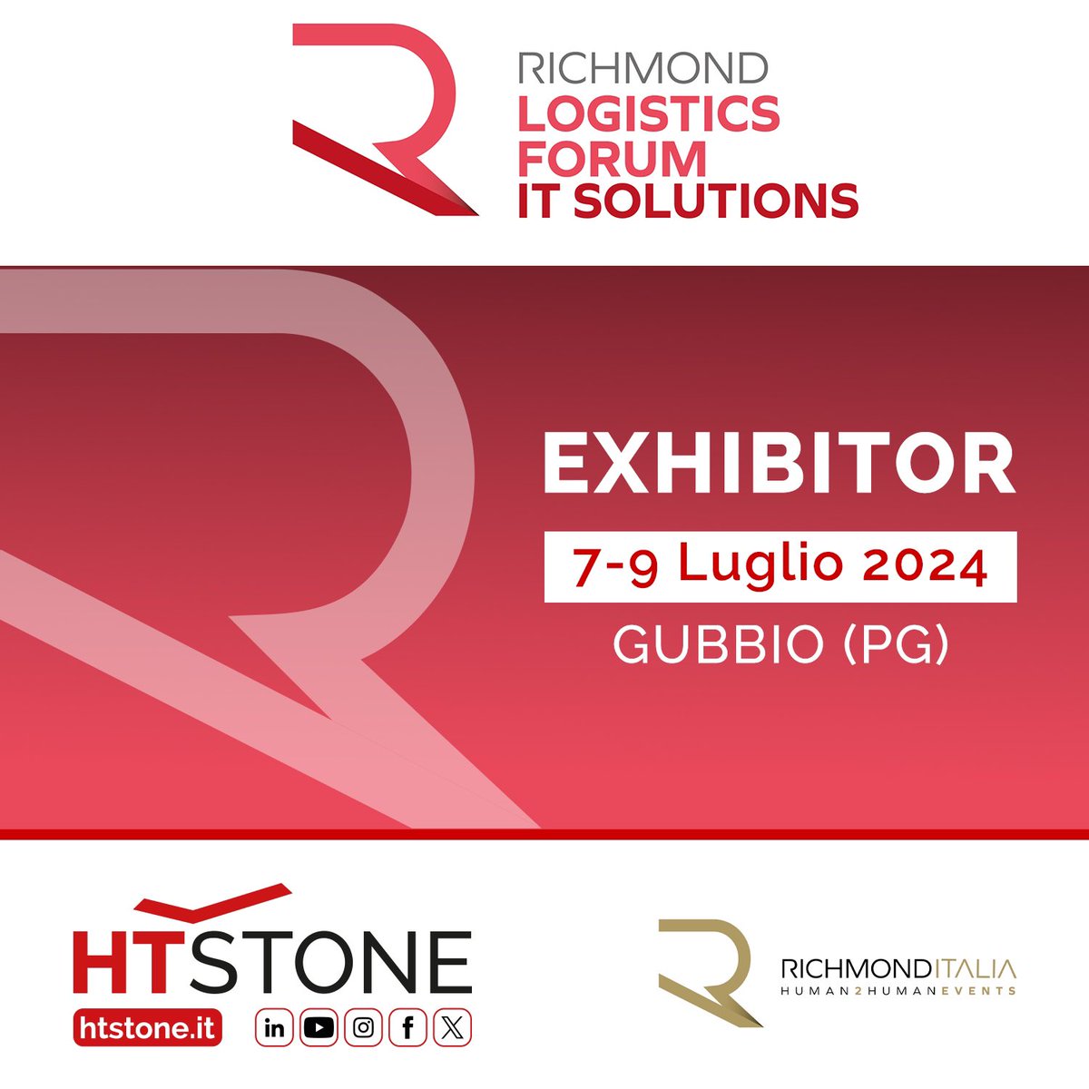htstonesrl's tweet image. Dal 7 al 9 Luglio 2024 @htstonesrl parteciperà al @RichmondItalia, evento dedicato ad IT e Logistic Manager nella meravigliosa cornice di Gubbio!
 
#RichmondItalia #Human2Human #Logistica #SupplyChain #SoluzioniIT #Barcode #RTLS #QRCode #CodiceaBarre #Android #HTStone