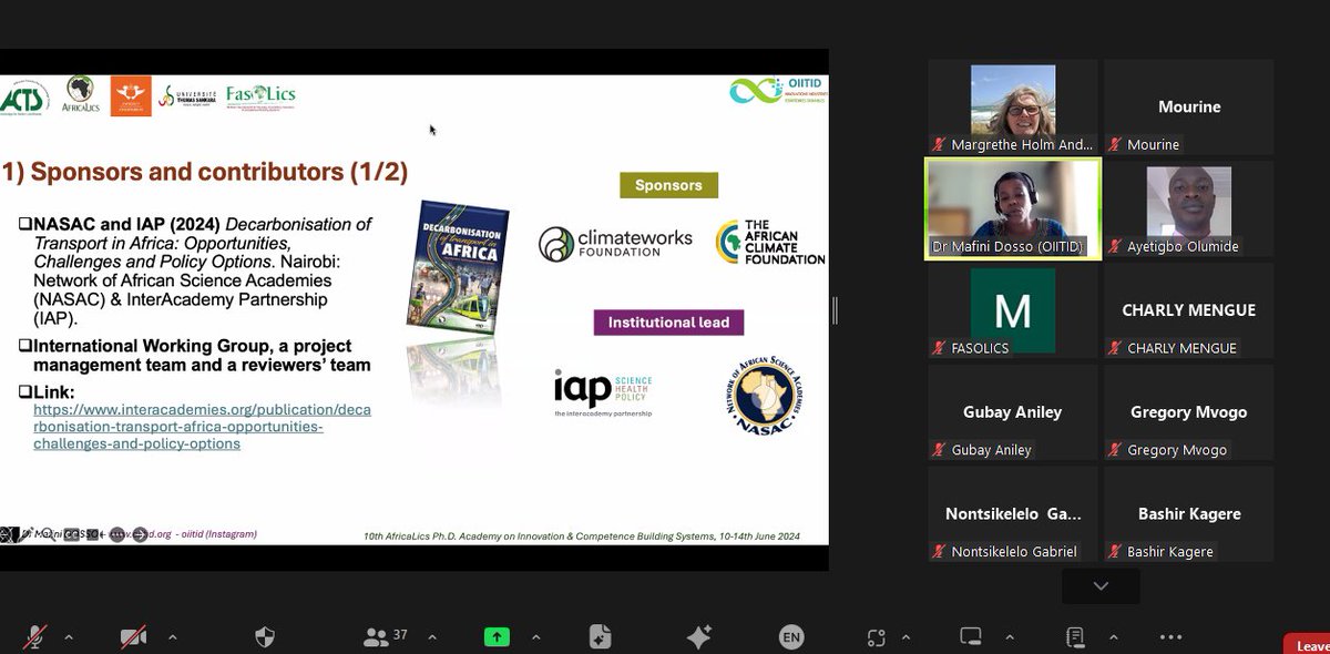 mourinechep's tweet image. Dr. Mafini Dosso, explores Innovations and Policy Options in decarbonazation of transportation with her exceptional team, the work represents 9 African countries! #AfricaLics #Innovation #PolicyOptions #Collaboration #SustainableDevelopment #PhDAcademy2024 #AfricaLicsAcademy