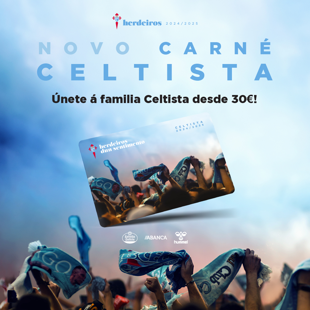 RCCelta's tweet photo. 😍 𝐗𝐚 𝐬𝐨𝐦𝐨𝐬 𝐦𝐚́𝐢𝐬 𝐝𝐞 𝟐𝟑.𝟎𝟎𝟎 𝐡𝐞𝐫𝐝𝐞𝐢𝐫𝐨𝐬 dun sentimento! 

Únete co teu Carné Celtista dende só 𝟯𝟬€:

🔹 Nº socio e antigüidade
🔹 Prioridade en compra de entradas
🔹 Partidos de @AsCeltas, #CeltaFortuna e @Celtabaloncesto

Un Celta para todos 🩵
