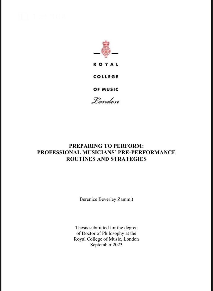 Super happy to share that it’s FINALLY OFFICIAL! PhD AWARDED! 🎓🥂 <a href="/CPerfSci/">Centre for Performance Science</a> <a href="/RCMLondon/">Royal College of Music</a> 

Through <a href="/Perf0rmanceGuru/">Dr Berenice Beverley Zammit</a> I am proud to use my knowledge &amp; research on #preperformanceroutines &amp; #performancestrategies to guide performers through the “what”, “why” &amp; “how” of performance.