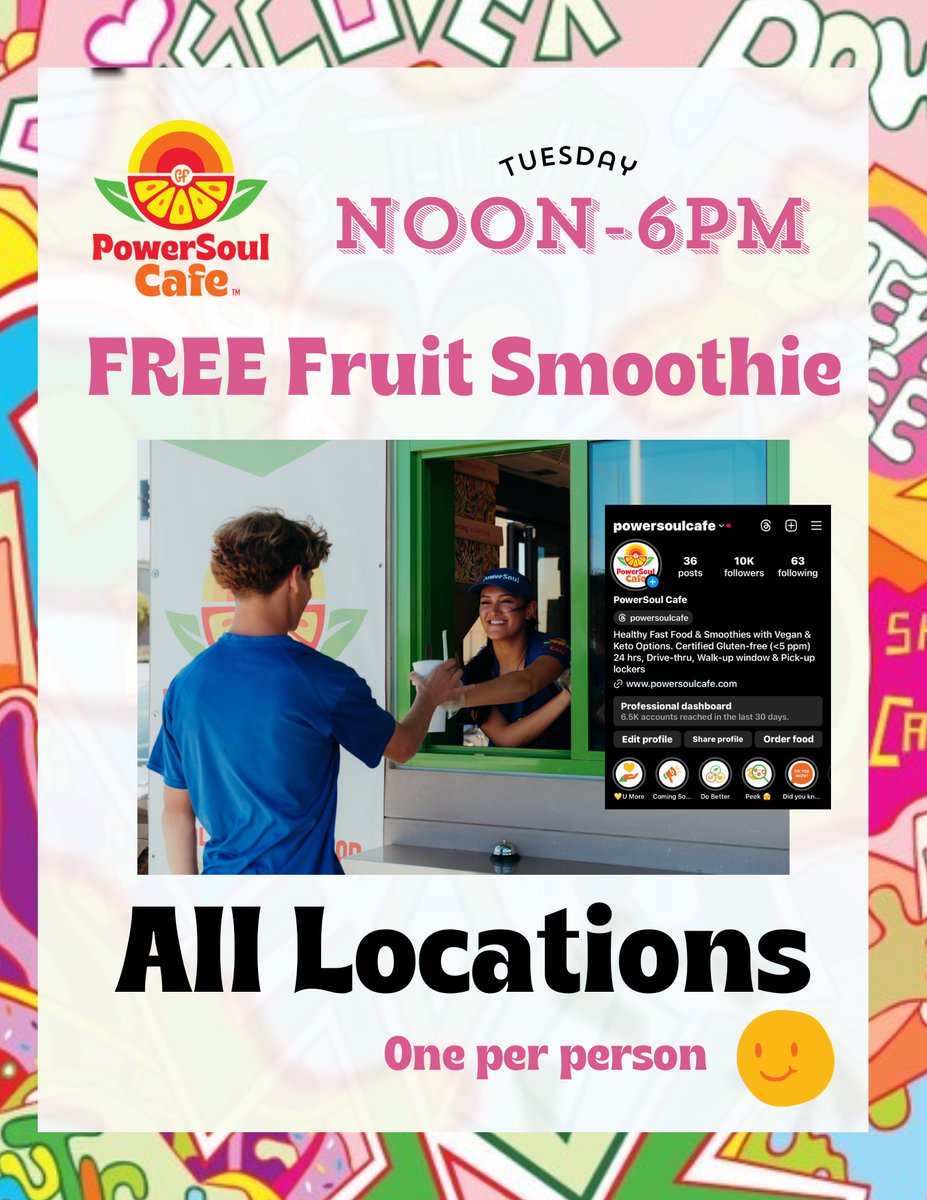 FREE Fruit Smoothies tomorrow (Tuesday) at both #lasvegas <a href="/powersoulcafe/">PowerSoul Cafe</a> locations, noon to 6 PM. One per person, no purchase necessary 🥰