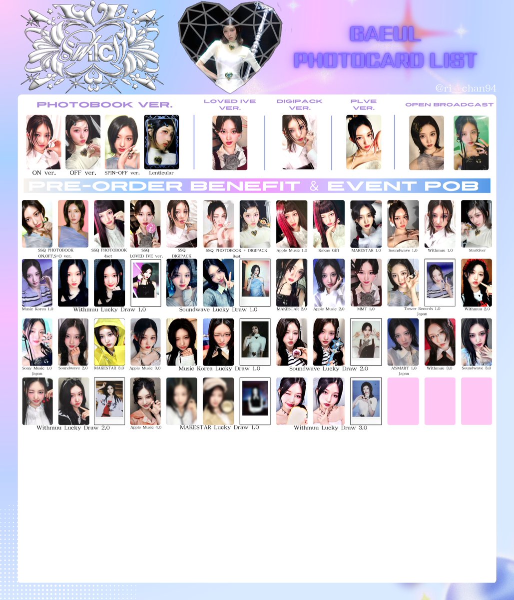 UPDATE *3 【IVE SWITCH MEMBER INDIVIDUAL LIST】 아이브 스위치 멤버