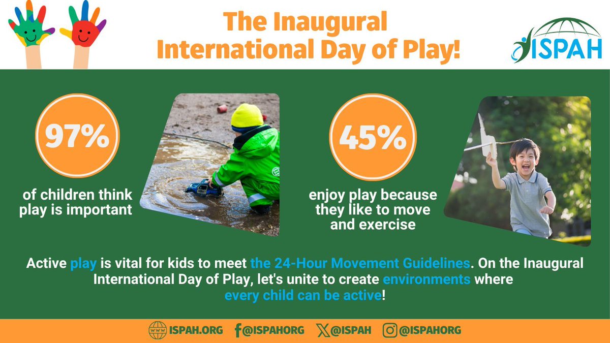 🌍 🤸‍♀️ Today is the first-ever International Day of Play! 🤸‍♂️ 🌍 

What are you and your teams doing to embed active play in everyday life for children around the globe? 

📣 Share about the power of play using the hashtag #InternationalDayofPlay 

👉 buff.ly/3UJdPnM
