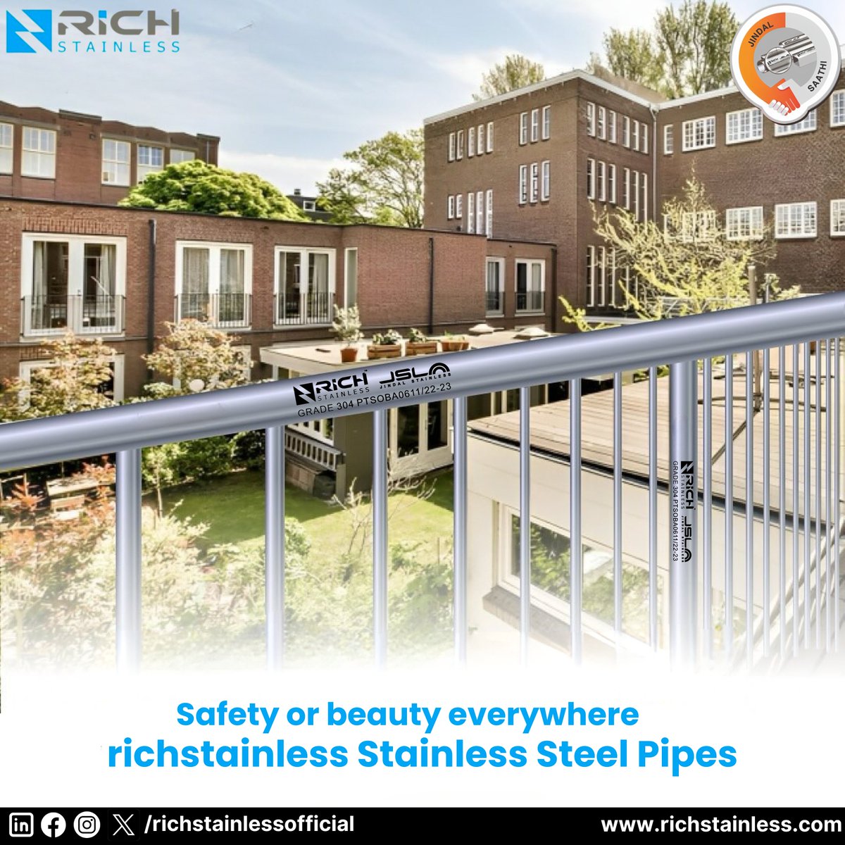 Experience the unmatched quality and durability of our stainless steel pipes. #stainlesssteel #metalfabrication #304stainlesssteel #richstainless #jindalsteel