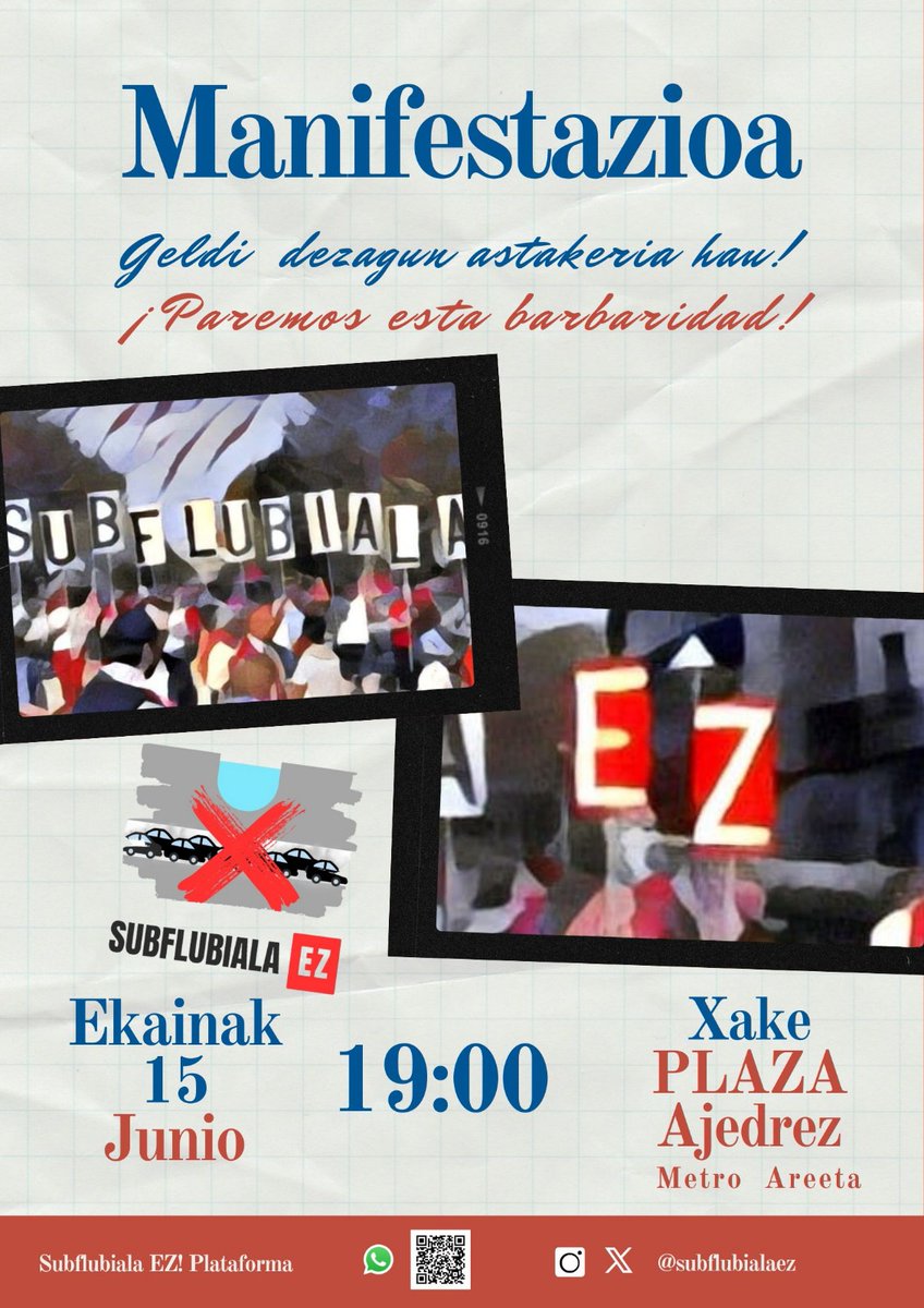 Supersurra eraiki ziguten berdinek orain Subflubiala eraiki nahi dute, beste astakeri ekologikoa.

Oraingoan geldituko ditugu!
Autobide gehiagorik ez!
Zapatuan batu <a href="/subflubialaez/">SubflubialaEz</a> en manifestaziora!