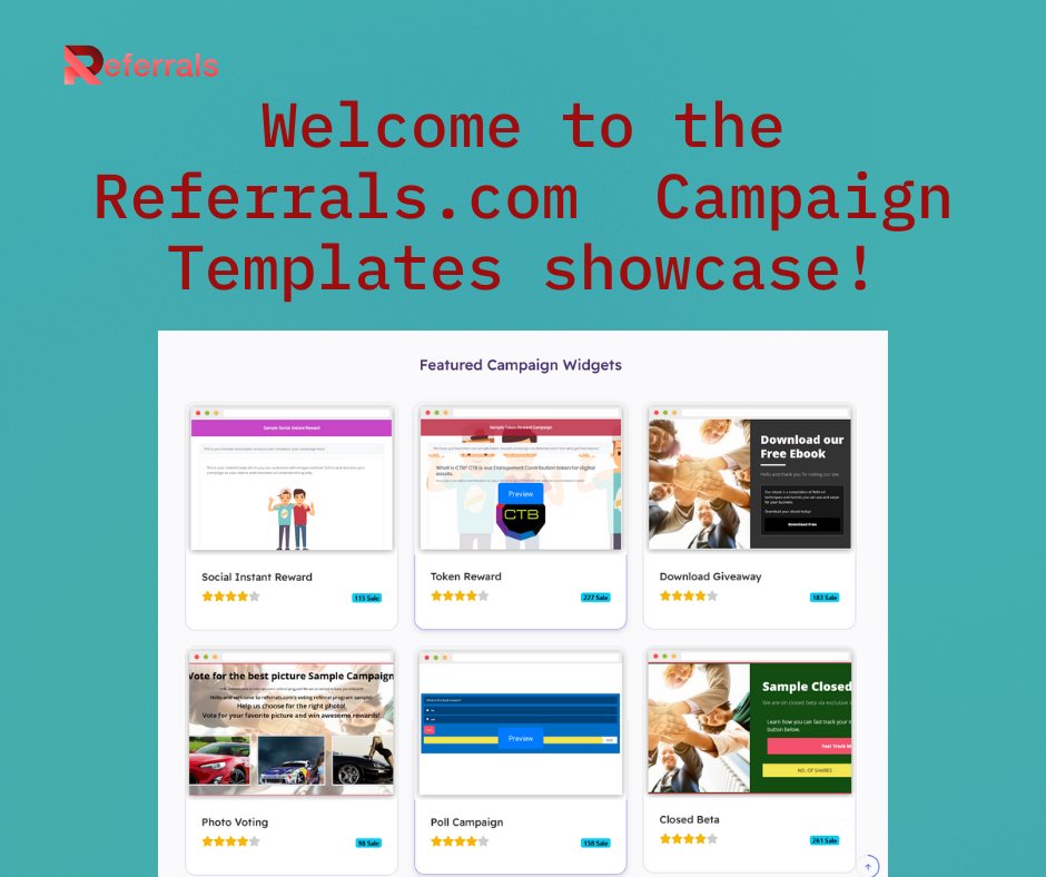 linked's tweet image. Welcome to the #Referrals.com Campaign Templates showcase! Get inspired by our collection of proven templates to boost your referral marketing efforts. Let&apos;s take your business to new heights with effective campaigns! 💼🚀 #marketing #growth #businesssuccess