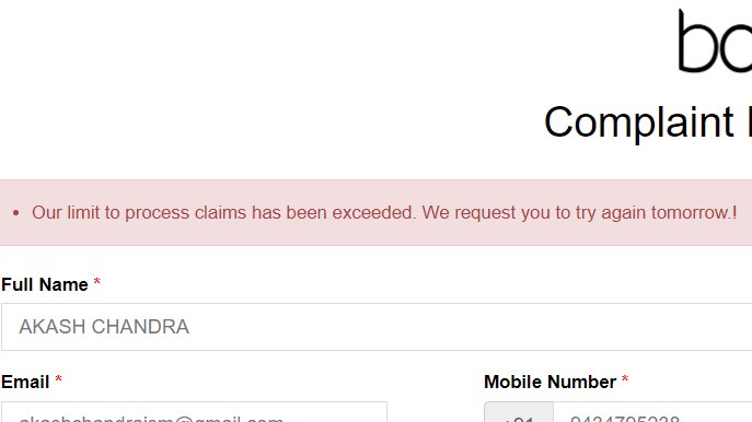 _akashchandra's tweet photo. @RockWithboAt I have been trying to claim warranty for the Nirvana ION ANC for last 2 days. However, after filling all the details, it shows "Our limit to process claims has been exceeded. We request you to try again tomorrow.!". Is this the support you provide to the customers? https://t.co/GluPee1vAi