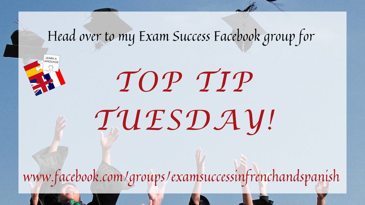 LearnAlanguageX's tweet image. Good Morning! Head over to my Exam Success in French &amp;amp; Spanish Facebook group for Top Tip Tuesday! facebook.com/groups/examsuc…
#LearnALanguage #Nat5French #Nat5Spanish #HigherFrench #HigherSpanish #ExamSuccessinFrenchandSpanish