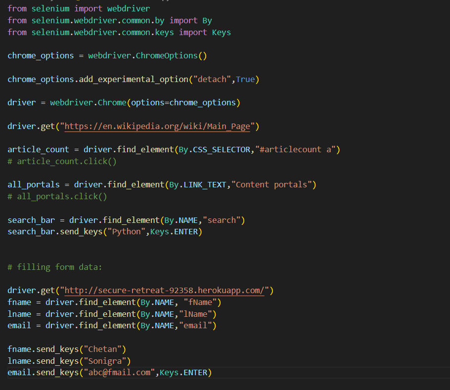 chetan_sonigra's tweet image. #100daysofcodepython
🐍 Day 42 of #100DaysOfCode -Selenium 🚀
Learned about the selenium module in Python, its use cases, web driver, methods, and locators like CSS selector, ID, NAME, etc.
Projects:
Automation of cookie-clicker game
Couple of challenges #Selenium #Automation