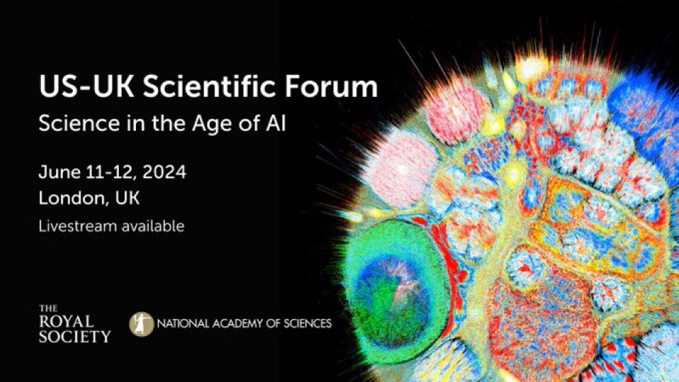 In London today for the <a href="/royalsociety/">The Royal Society</a> <a href="/theNASciences/">National Academy of Sciences</a> #USUKForum on #AI4Science