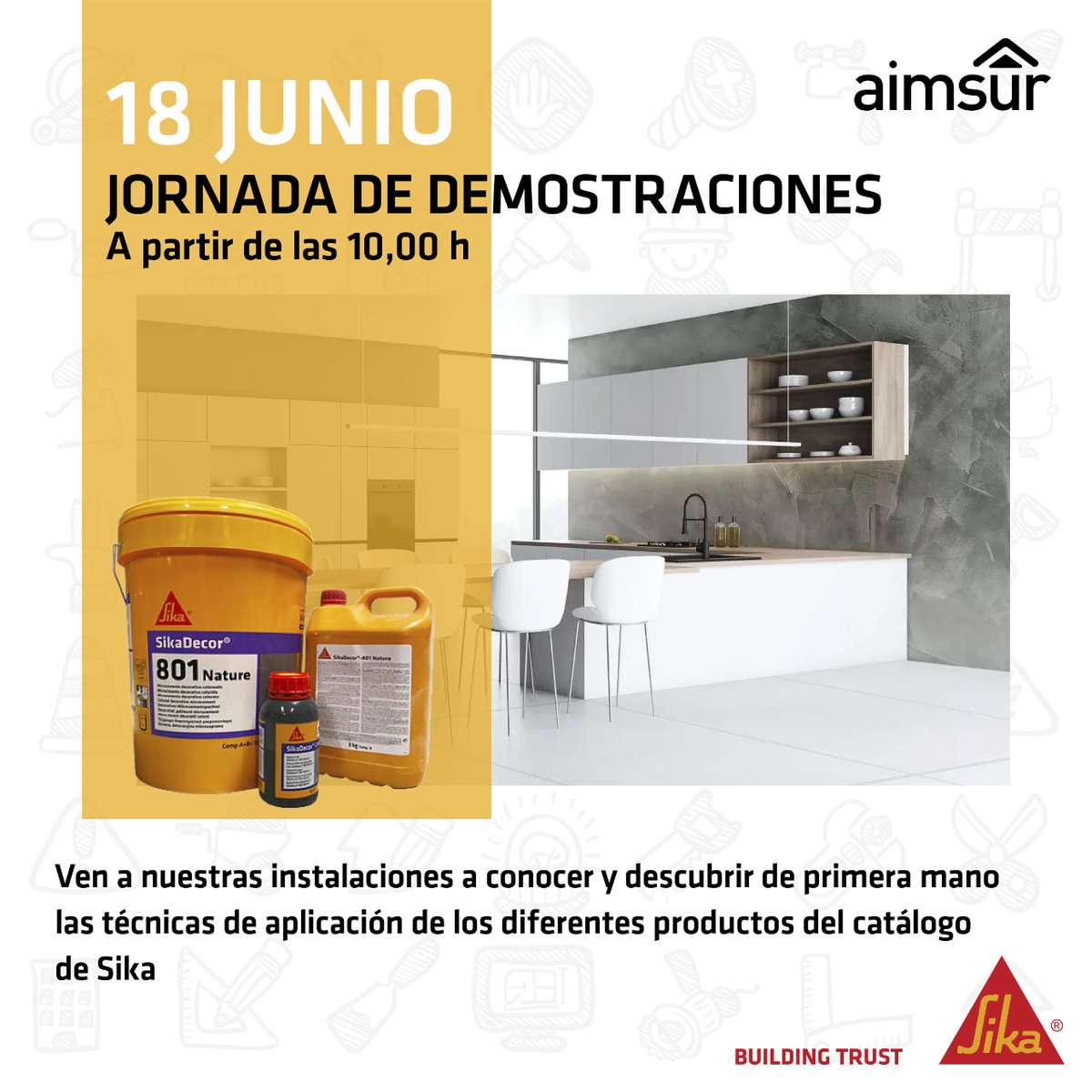 🛠️ La jornada está enfocada en la demostración de diferentes productos del catálogo de Sika para lograr acabados óptimos y de calidad, centrándonos especialmente en la aplicación de los sistemas de microcemento.