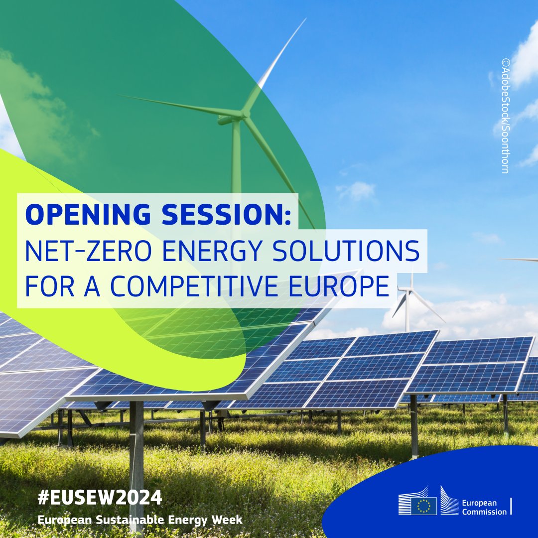 Energy4Europe's tweet photo. 📣 #EUSEW2024 starts at 09.30 (CEST) today!

The opening session features Commissioner @KadriSimson and other high-level speakers and sets the agenda for the 3-day conference, themed

‘Net-zero energy ⚡️ solutions for a competitive Europe’ 

More 👉 https://t.co/tmwvJyZ29H https://t.co/DDoHGTPK1R