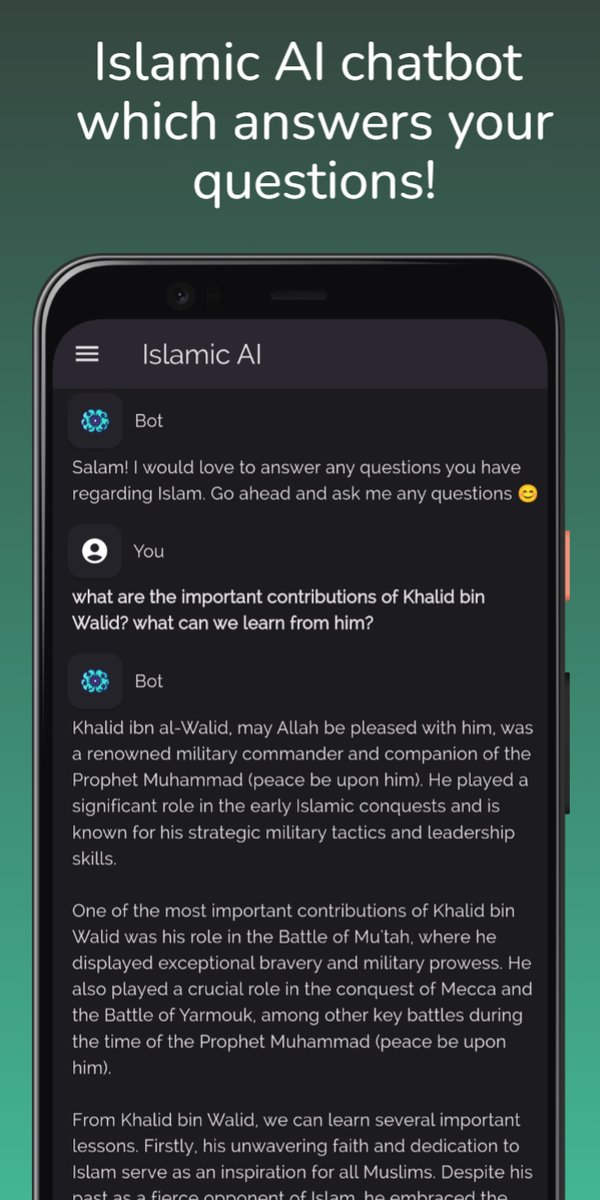 FlutterdevNayef's tweet image. Islam Simplified is an all-inclusive mobile application designed to provide users with a comprehensive and accessible platform for learning about Islam and practicing its teachings. It features:
⭐ Islamic AI which answers any questions regarding Islam, Prayer times, Qibla + more