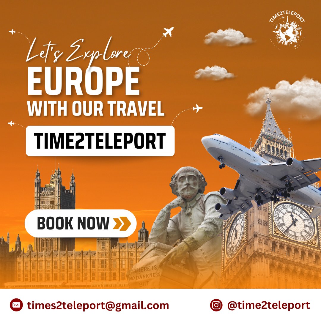 time2teleport's tweet photo. Let's explore Europe with Time2Teleport! 🌍✨ From historic cities to breathtaking landscapes, your dream European adventure awaits. Book now! 

Follow @time2teleport to Explore

#Time2Teleport #ExploreEurope #TravelWithUs #EuropeanAdventure #EuropeTravel #DiscoverEurope #BookNow https://t.co/uAvmRzJimM