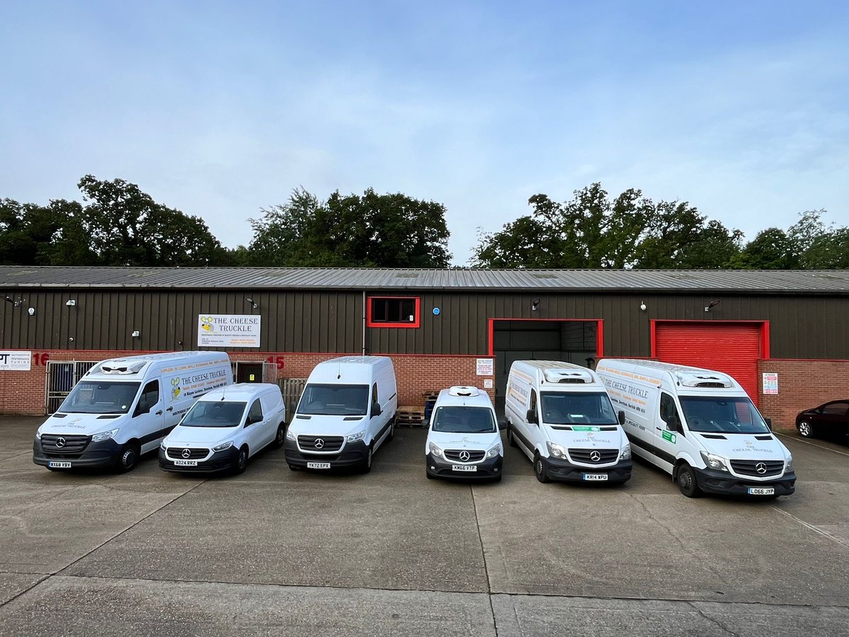 Our fleet of vans ready for a day of delivering.  🚐 🧀 ✅

Can the ☀️ come back please? 🤞🏼