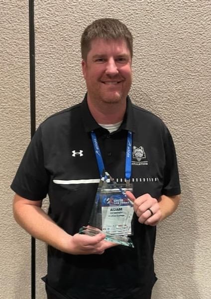 CollSportsComm's tweet photo. Congrats to the 2023-2024 @2YSIDA_CSC Sports Information Director of the Year, @AdamEichstedt from @madisonwolfpack in Wisconsin, who was given his award at today's 2YSIDA Annual Meeting in Las Vegas! https://t.co/qCzypf2HJS