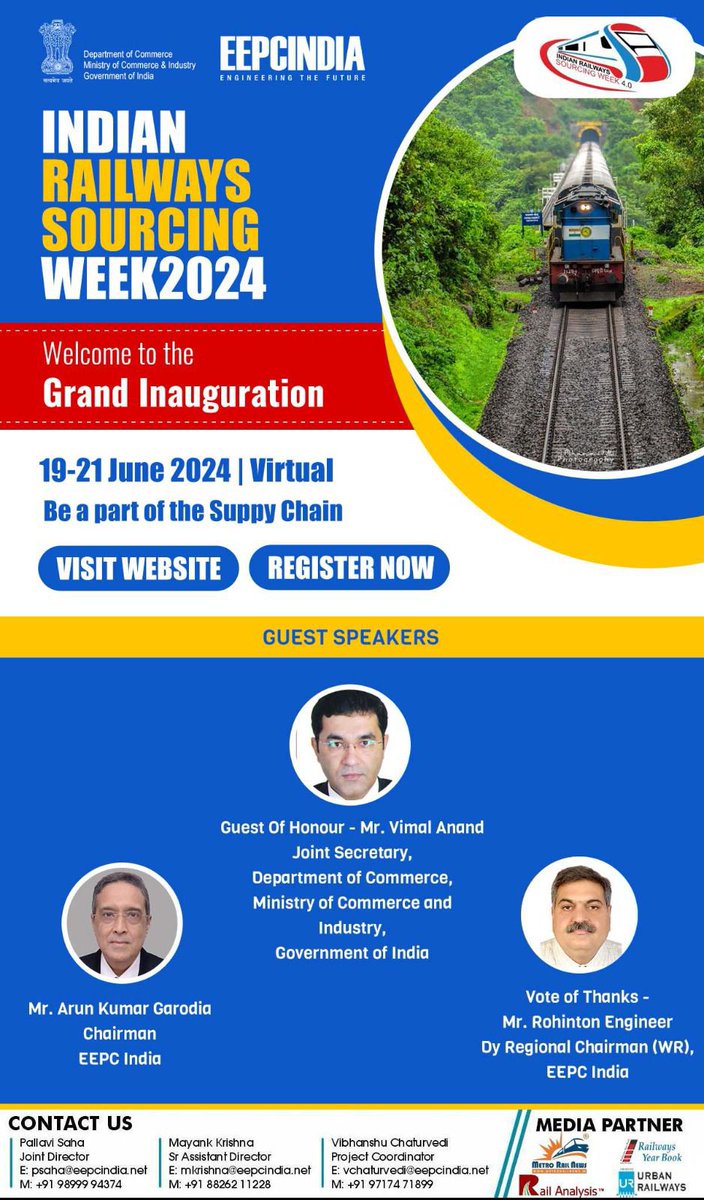 eepcindia's tweet photo. Meet Mr Vimal Anand, Joint Secretary, Department of Commerce, GOI at the Inauguration of #IRSW 4.0
👉Register https://t.co/60yjdqtKGL
👉Navigate https://t.co/Q9H7OYg8h4
@FIAfaridabad @FieoHq @HCCI_YNR @CCIChandigarh @phdchamber @FieoHq @ficci_india @ASSOCHAM4India @IndoGerman @iaccindia @IFCCI1 @IndiaItaly @IMTMAssn @IndoAustChamber @FIAfaridabad @ChamberJammu @kgcciofficial @BiharIndustries @JharkhandIndus1 @CHAMBERCG @ICC_Chamber @BharatChamber @MCCIKol @AssamChamber @aacjamshedpur @UTKALCHAMBER @aiai_india @FKCCI_Karnataka @FTCCI @keralachamber @cochinchamber @MetroRailNewsHQ @RailAnalysis @WabtecCorp @rlda_india @concor_india @dfccil_india @COREDGMPR @WabtecCorp @rlda_india @concor_india
