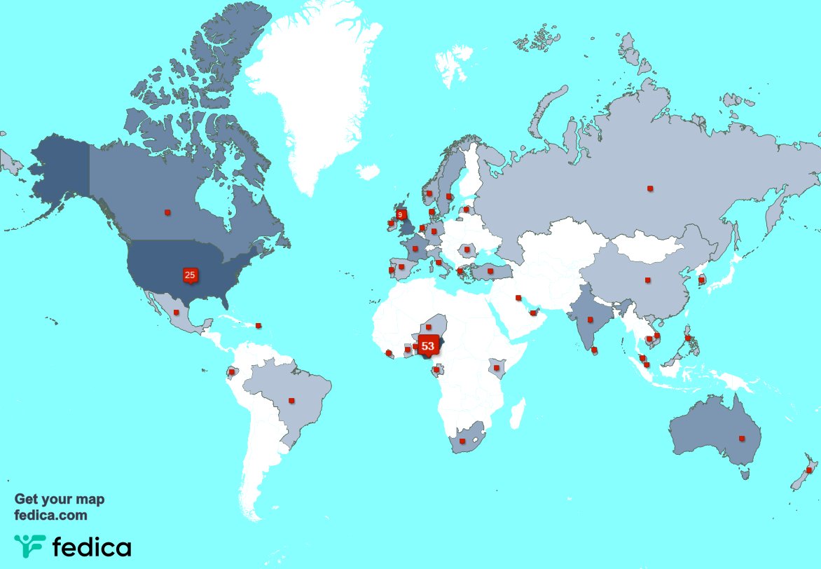 I have 10 new followers from Nigeria 🇳🇬 last week. See fedica.com/!ak347harry