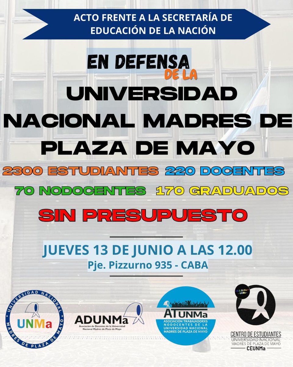 Milei quiere acabar con la universidad pública en Argentina. La falta de presupuesto ahoga el trabajo de profesores y la calidad de los estudios para el alumnado.@unma_oficial <a href="/SindicatoATUNMa/">ATUNMa</a>