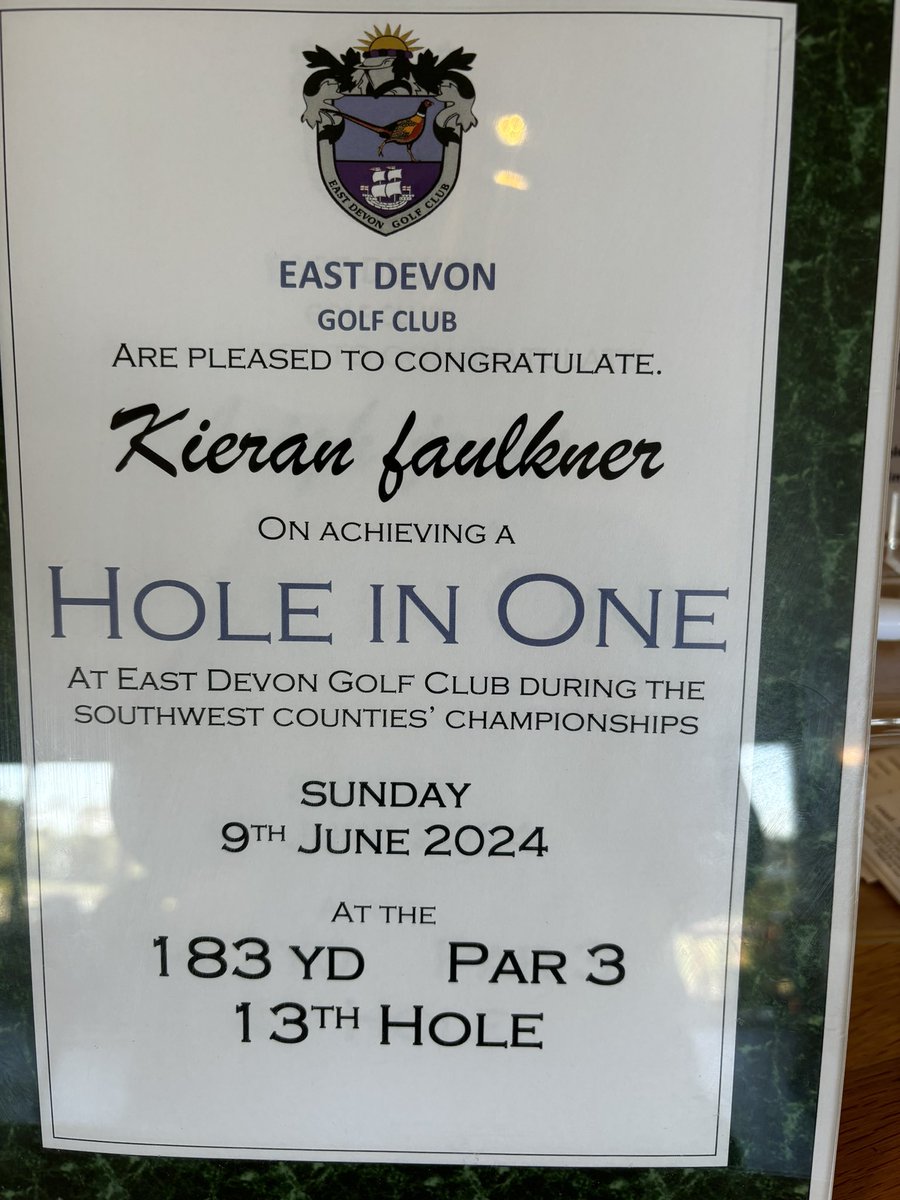 CornwallGolfLtd's tweet photo. Congratulations Kieran @LooeGolfClub an absolutely pure Hole In One yesterday @EastDevonGC @swsportsnews #SwGolf #SwWeek https://t.co/vIHaw57dcN