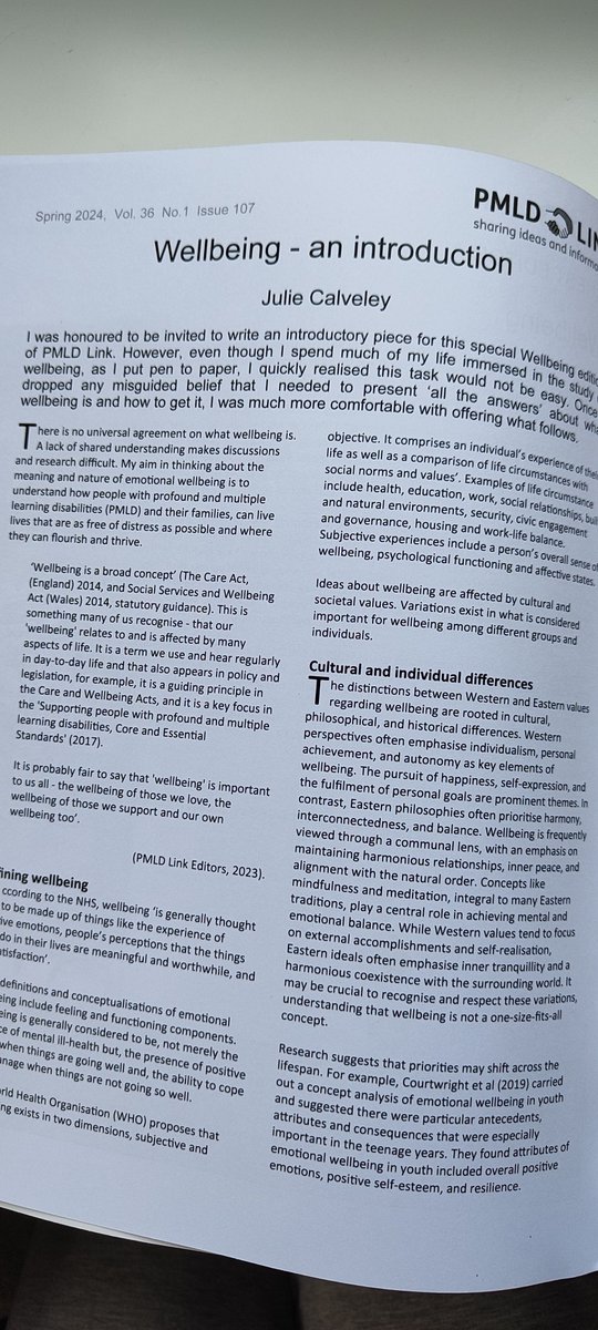 NACWellbeing's tweet photo. Grateful and honored to have written the introductory article for the latest edition of PMLD Link, focusing on wellbeing. Thank you to the amazing team at PMLD Link for the opportunity to contribute to such an important conversation. #Wellbeing #PMLDLink https://t.co/4ajoL5We5X