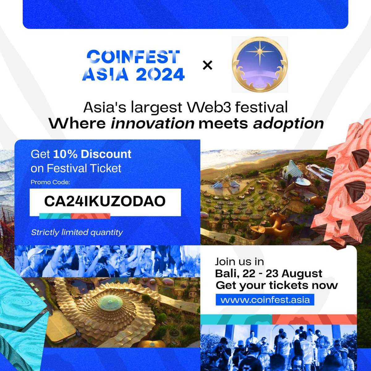 IkuzoDAO's tweet photo. Ikuzo DAO is Coinfest Asia 2024's official community partner! 🤝

☀ Take part in Asia’s immersive Web3 festival, where innovation meets adoption.

🎟 Get your tickets at https://t.co/3X2mFZ0yRW and use our special promo code : CA24IKUZODAO to get 10% off! https://t.co/bdHageaBMe