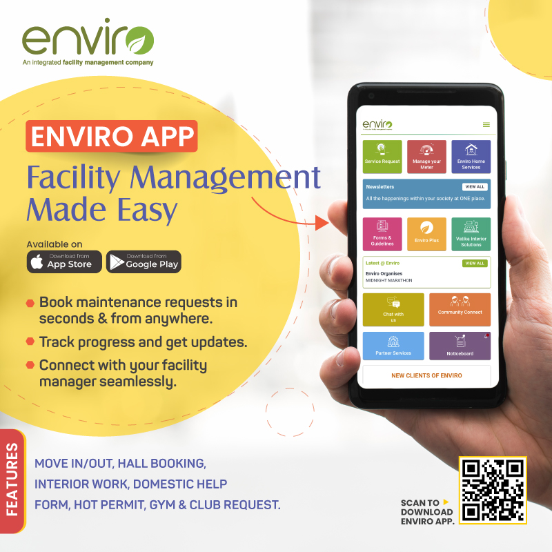 enviro_india's tweet photo. Tired of chasing down #Maintenance? #EnviroApp is your one-stop shop for #Managing all your #Society/#Office #Facilities needs!

#OneApp #App #CSC #ComplaintManagement #ClientServiceCell #Enviro #FacilityManagement #IntegratedFacilityManagementServices #IFMS #BuildingMaintenance https://t.co/w8yLrjbgIH