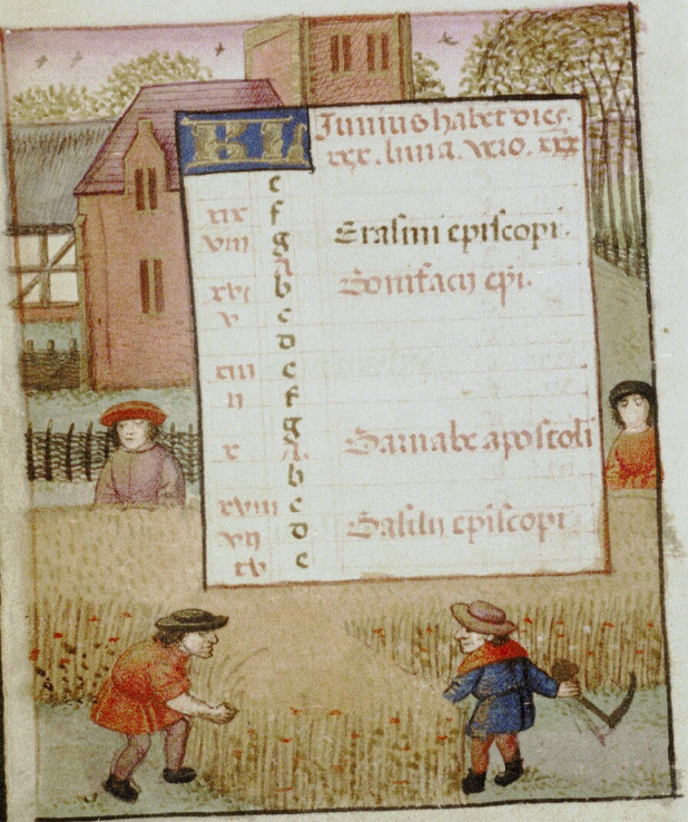 ClerkofOxford's tweet photo. Today is the feast of St Barnabas, which (before the Gregorian calendar reform) used to be the date of the summer solstice, and the longest day in the year. There was an old rhyme:

'Barnaby bright,
The longest day and the shortest night.'
  
(Image: Bodleian MS. Douce 12, f. 6v) https://t.co/BpctxBOtbg