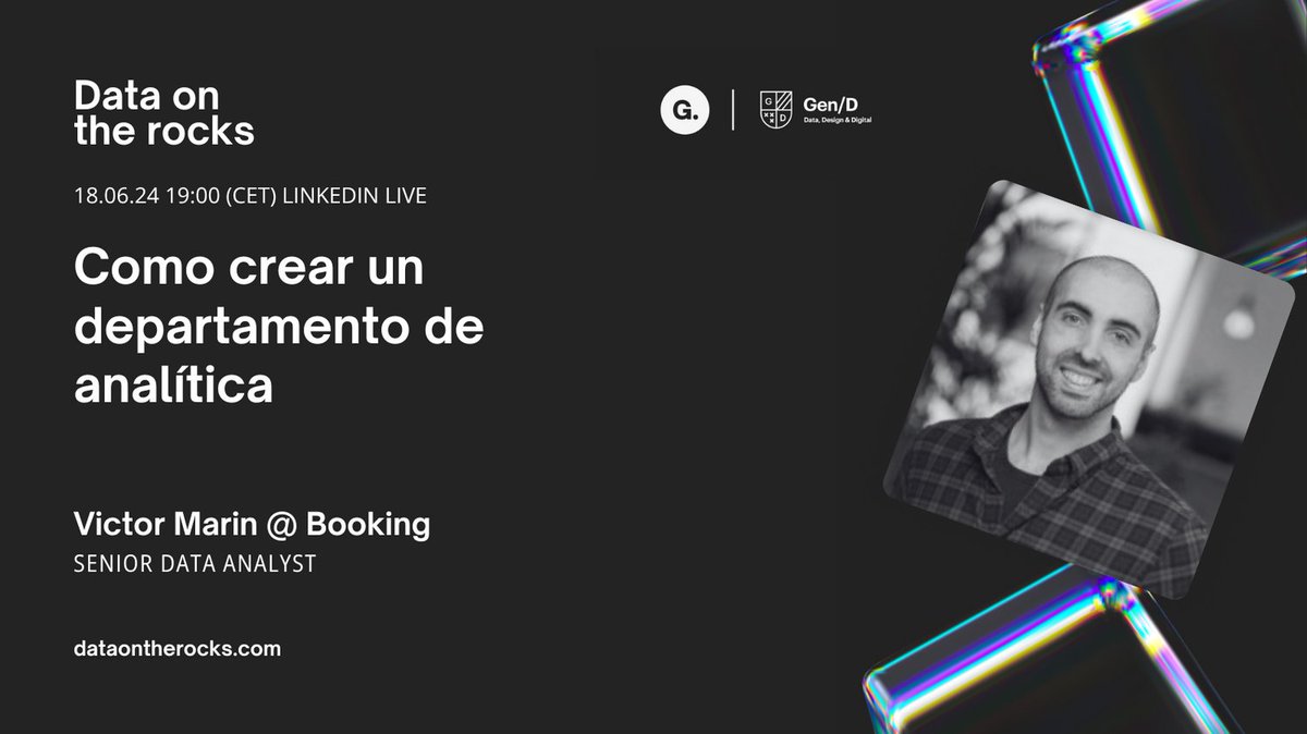 ¿Te vas a perder el próximo Data on the rocks ?

➔  Cómo crear un departamento de analítica: caso de Talent Analytics

Speaker: @ Víctor Marin, Senior Data Analyst
@ Booking

📅 Mar, 18 MAY | 19:00 (hora CET).

Inscripción: dataontherocks.com

<a href="/garajedeideas/">Garaje de ideas | Tech</a>