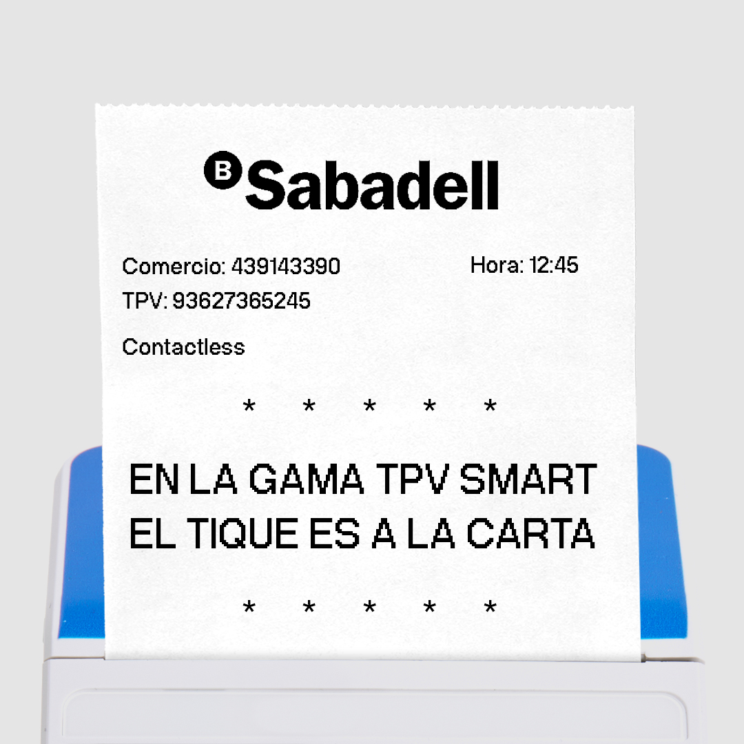 BancoSabadell's tweet photo. Con el #TPVSmart de @BancoSabadell puedes compartir el tique en papel y en formatos digitales y, además, puedes personalizarlo con promociones, ofertas y mensajes sobre tu negocio.
Más info en https://t.co/mSMa3oCOCT https://t.co/CckJBxiCso