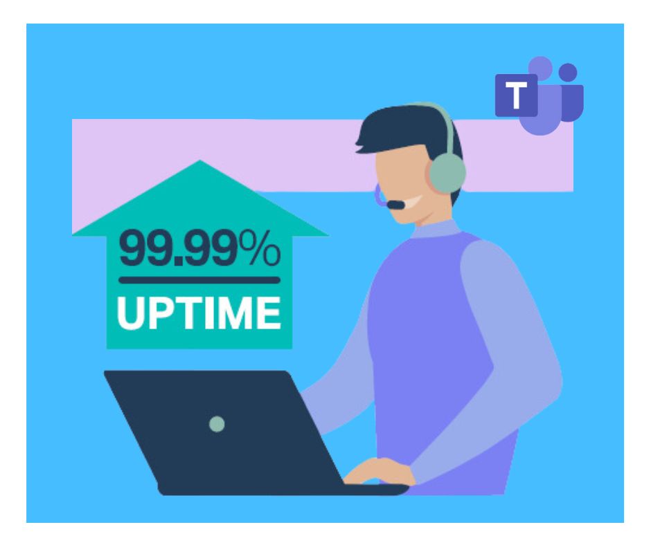 Second in our series of the 8 business benefits of Microsoft Teams Phone.
Reliability you can trust.
You just want your phone system to work! Teams Phone ensures continuity of your business operations with Microsoft’s financially-backed 99.99% uptime service level agreements.