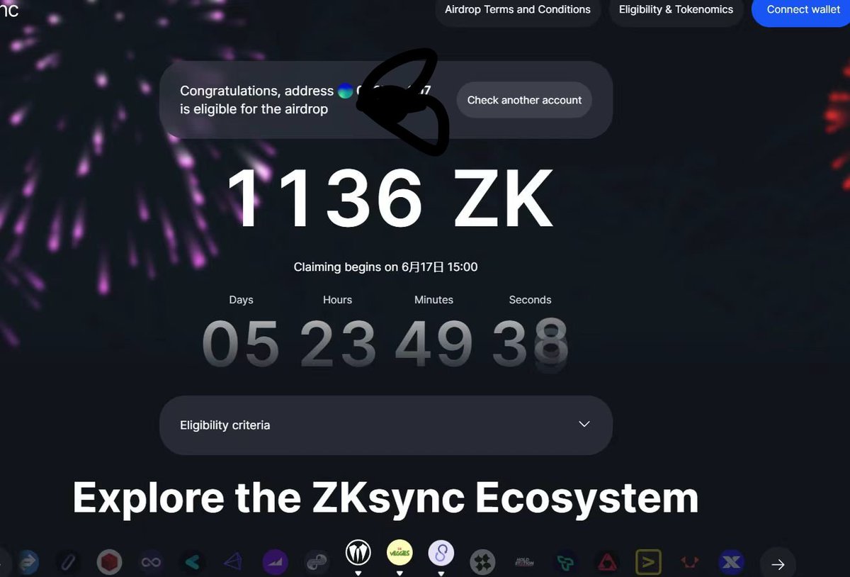 大的真的来了，兄弟们，雄起！
查询:claim.zknation.io
#zksync #zks #airdrop