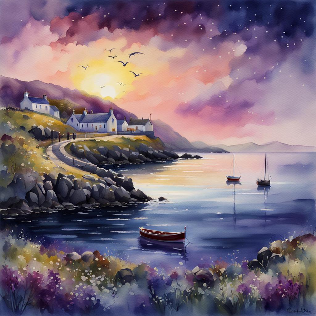 Springtime   Twilight, Balintoy Harbour, Co Antrim #irishart #irishartist #irishartists   #irishartforsale #irishartcollectors #irishartgalleries #irishlandscapes   #irishlandscapesketch #nftdealer #nftinvestor #nftinvestors #nftart   #nftartist #nftcommunity #nftcollector