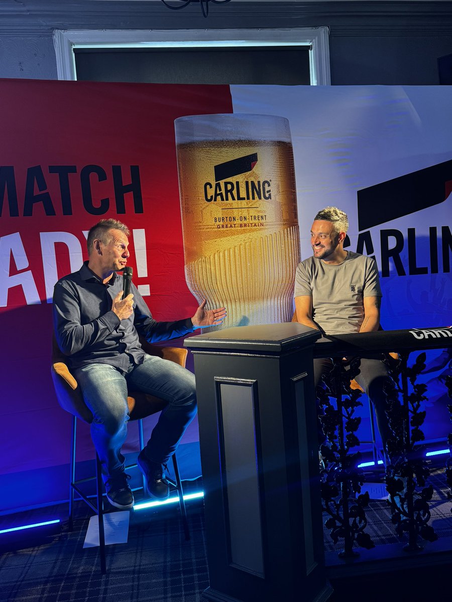 danbardell's tweet image. 🦁🦁🦁 Incredible night getting to host an evening with #ThreeLions icon Stuart Pearce and record some content for @carling 🍻 

When I think of @England , I think of Stuart and Euro 96, so an incredible honour to get to chat with him. 

#England #euro2024